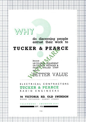 Tucker & Pearce Swindon Advert - 1951 Cutting