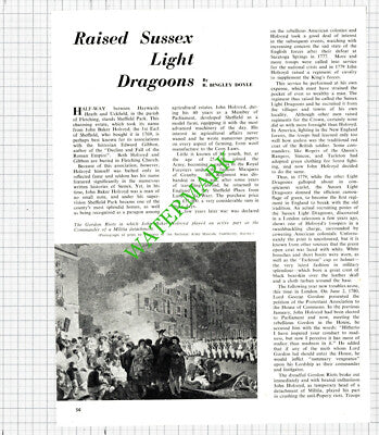 John Baker Holroyd Earl of Sheffield Park Sussex Light Dragoons - 1965 Article