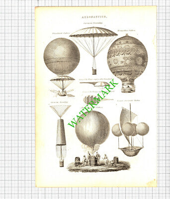 Aeronautics Blanchards Balloon Montgoltiers - 19th Century Book Print