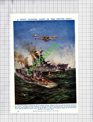 Battle Cruiser Ship HOOD G H Davis - c.1940s Book Print