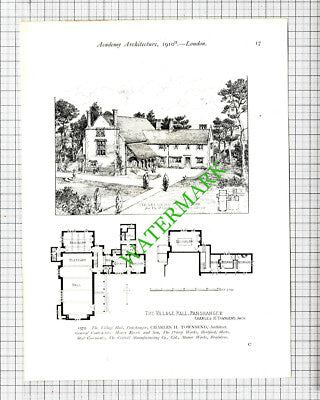 Panshanger Village Hall Cowper / Synod House Brisbane Australia - 1910 Print