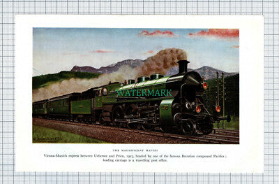 C4586) Vienna Munich Express Maffei Train Post Office Carriage Print - c.1955