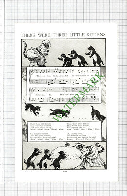 Three Little Kittens Nursery Rhyme Poem - c.1950 Cutting