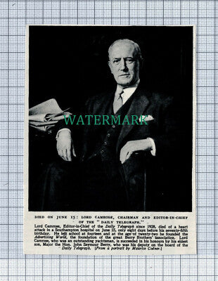 C4339) Lord Camrose Daily Telegraph Editor In Chief 1954 Cutting