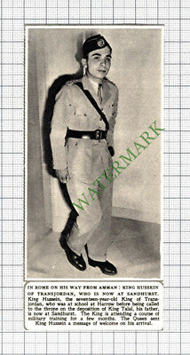 C8146) King Hussein Transjordan Harrow School -1952 SMALL Cutting