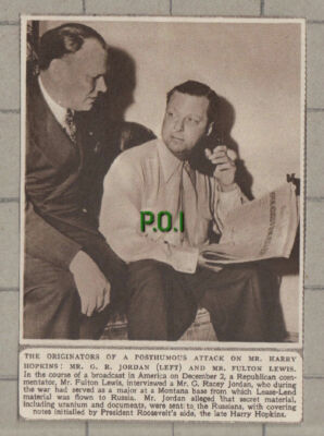 C1436) Mr Fulton Lewis Harry Hopkins Mr G Racey Jordan - 1949 Clip