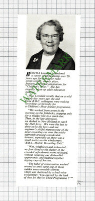 Bertha Lonsdale Script Writer - 1970 Cutting