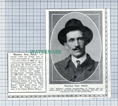 C4878) Monsieur Paul Thiriat The Sphere Correspondent Artist - 1915 Clip
