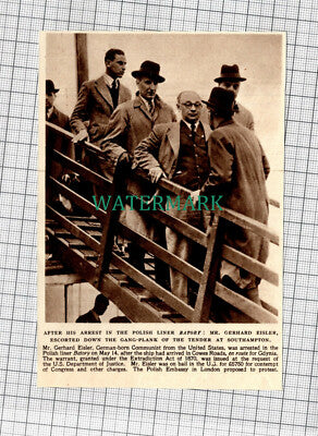 C1086) Mr Gerald Eisler Arrest Polish Liner Batory - 1949 Clip