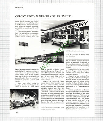Brampton Canada M&P Tool Max Prufer / Colony Lincoln Mercury - 1980s Article
