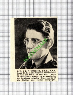 P/O JEF Wright RAF Film Cameraman WW2 - 1944 Small Cutting