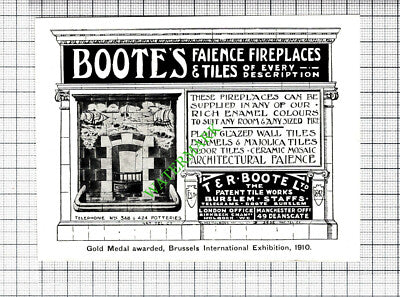Boote's Fireplaces T & R Boote Ltd Burslem Small Advert - 1910 Cutting