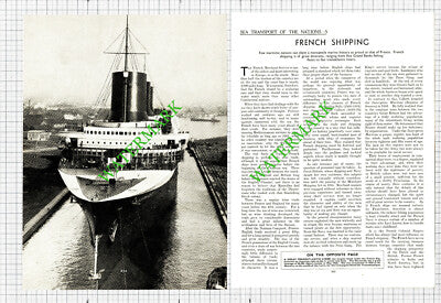 French Shipping France NORMANDIE Ship - 1930s Article