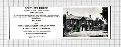 Scotland Lodge Farm Wiltshire House Sale Advert - 1980 Cutting