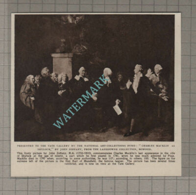 C3159) Tate Gallery Presented With Charles Macklin As Shylock - 1951 Cutting