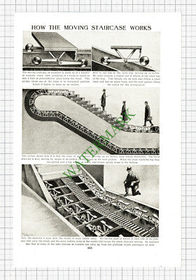 How An Escalator Moving Staircase Works - c.1950s Cutting
