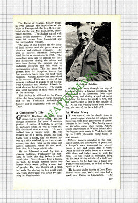 George Robbins Settle Yorkshire Gamekeeper - 1962 Cutting