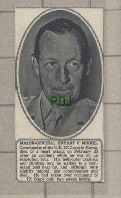 C916) Major General Bryant E Moore Korea IX Corps Obituary - 1951 SMALL Cutting