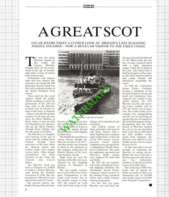 The Waverley Paddle Steamer Preservation Society Clacton Essex - 1989 Article