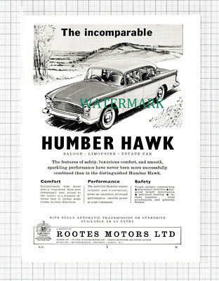 C5437) Humber Hawk Car Advert - 1959 Cutting