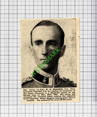 Maj D A Seagrim Green Howards Mareth Line WW2 - 1943 Small Cutting