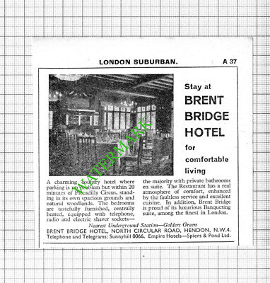 Brent Bridge Hotel London Small Advert - 1964 Cutting