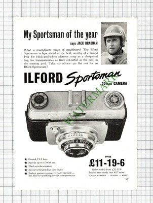 Jack Brabham Ilford Sportsman Camera ADVERT - 1960 Cutting