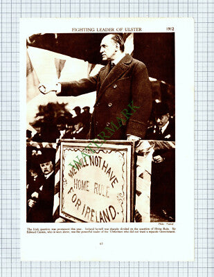 9169) Sir Edward Carson Ireland - 1930s Cutting / Print