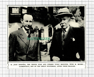 C5717) M Jean Borotra Tennis Star Michel Clemenceau World War 2 -1945 Cutting