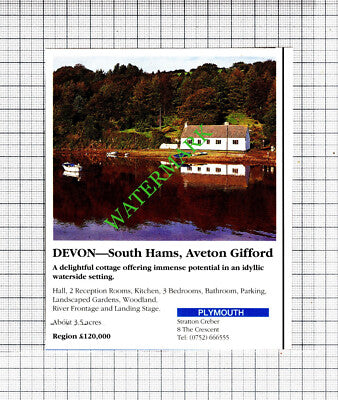 South Hams Aveton Gifford Devon House Sale Advert - 1991 Cutting