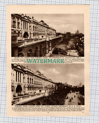 (8718) Trafalgar Square / Somerset House London - c.1925 Print