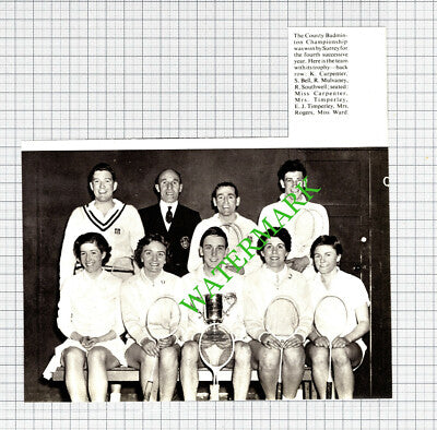 Surrey Badminton Carpenter Bell Mulvaney Southwell Timperley - 1950s Cutting