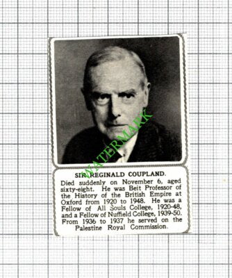 Sir Reginald Coupland Obituary - 1952 Small Cutting