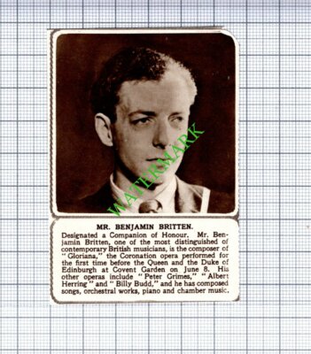 Mr Benjamin Britten Composer - 1953 Small Cutting