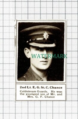 C5626) 2nd Lt E G St C Chance Coldstream Guards WW1 War - SMALL 1918 Clip
