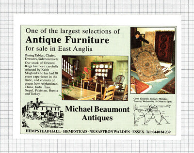Michael Beaumont Antiques Hempstead Hall Essex ADVERT - 1989 Cutting