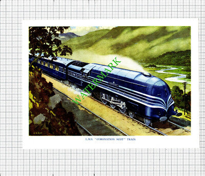 Royal Lancer LNER Railway Engine 4476 / LMS Coronation Scot Train c.1948 Print
