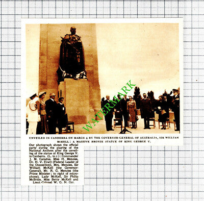 Sir William McKell King George V Statue Canberra Unveiling - 1953 Cutting