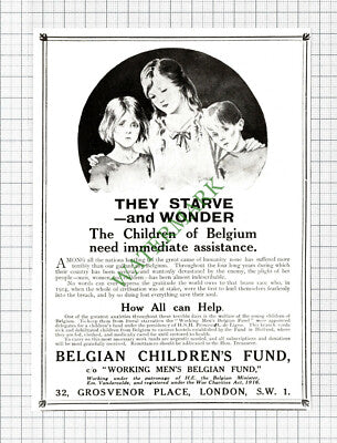Belgian Children's Fund Belgium World War One - 1918 Cutting