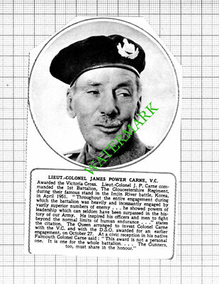 Lt Col James Power Carne 1st Bt Gloucestershire Regiment - 1953 Small Cutting