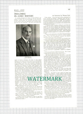 Lord Berners Composer - 1933 Article