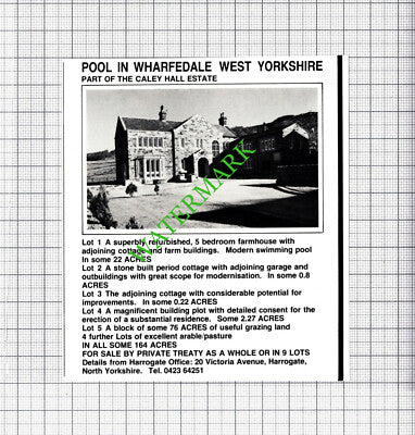 Pool In Wharfedale Caley Hall Yorkshire Sale Advert - 1980 Cutting
