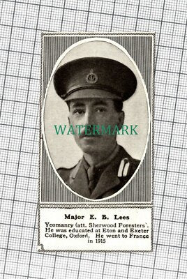 C980) Major E B Lees Yeomanry Sherwood Foresters Eton Oxford - 1918 SMALL!