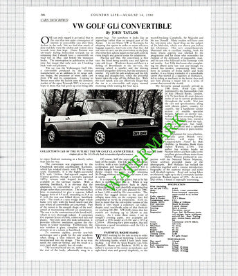 VW Golf Gli Convertible Review - 1980 Article