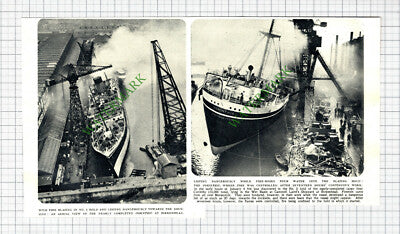 CORINTHIC Ship Fire Cammell Laird's Shipyard Birkenhead - 1947 Cutting