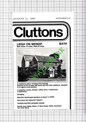 Leigh On Mendip Bath House Sale Advert - 1980 Cutting