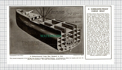 C5162) Signor Umberto Pugliese Submarine Proof Cargo Boat - 1918 Clip