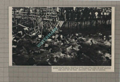 C3135) Salerno Italy Water Polo Match Grandstand Collapse - 1955 Clip