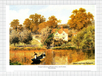 Castle Combe Wiltshire / Hampton Ferry Evesham - c.1990s Cutting Print