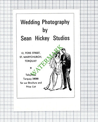 Sean Hickey Studios Torquay Photography Advert -1968 Small Cutting